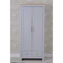 Heritage 3 Piece Bedroom Set Wardrobe Chest Bedside Table Set, Grey - thumbnail 5