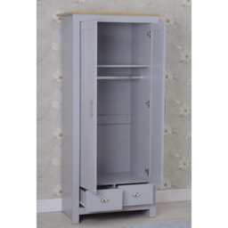Heritage 3 Piece Bedroom Set Wardrobe Chest Bedside Table Set, Grey - thumbnail 6