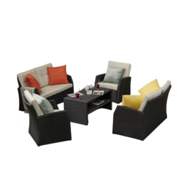 6 Seater Rattan Outdoor Sofa Set with Coffee Table - thumbnail 5