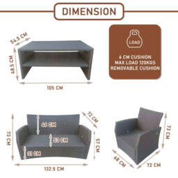 6 Seater Rattan Outdoor Sofa Set with Coffee Table - thumbnail 7