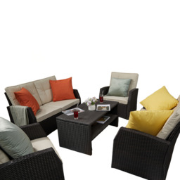 6 Seater Rattan Outdoor Sofa Set with Coffee Table - thumbnail 4