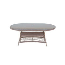 Provence Willow 6‑Seater Rattan Garden Dining Set with Oval Table and Furniture Cover - thumbnail 6