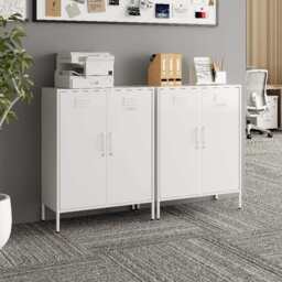 Lokki® 2 Doors Buffet Cabinet Storage Locker Cabinet, White - thumbnail 2