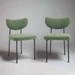 Set Of 2 Luca Designer Upholstered Boucle Dining Chair, Green - thumbnail 1