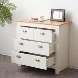 Heritage 2+2 Chest Of Drawers Storage Cabinet, White - thumbnail 3