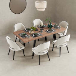 Belluno 4-6 Seater Oak 190CM Extending Dining Table With 4/6 Boucle Dining Chairs, Dining Table Only