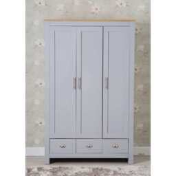 Heritage 3 Door 3 Drawer Wardrobe, Grey