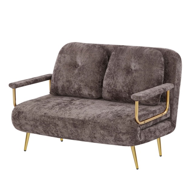 Bola Boucle Foldable 2 Seater Sofa Bed With Pillows, Dark Taupe