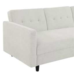 Avery Reversible White Corduroy Corner Sofa With Storage Chaise and Ottoman Bench, Full Set With Ottoman Bench - thumbnail 7
