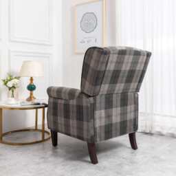 Ascot Wingback Fabric Recliner Chair In Grey/Cream/Blue/Red Tartan, Grey - thumbnail 8