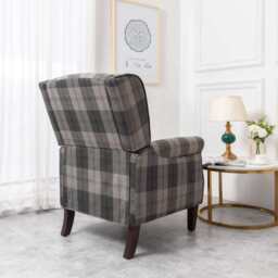 Ascot Wingback Fabric Recliner Chair In Grey/Cream/Blue/Red Tartan, Grey - thumbnail 7