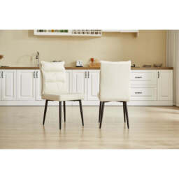 A Pair of Dining Chairs with Cushioned Backrest, Beige - thumbnail 2