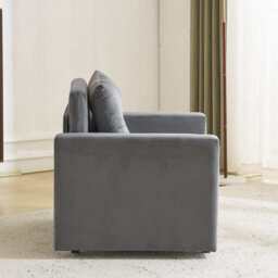 Avery 1 Seater Fold Out Upholstered Sofa Bed, Grey Velvet - thumbnail 8