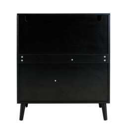 Boho 3+2 Drawers Chest Rattan Decorated Storage Cabinet, Black - thumbnail 6