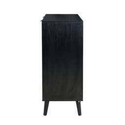 Boho 3+2 Drawers Chest Rattan Decorated Storage Cabinet, Black - thumbnail 7