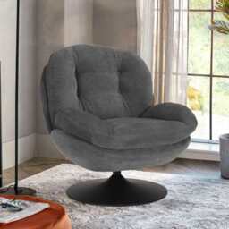 Sol Plush Swivel Leisure Chair, Grey - thumbnail 1