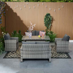 Outdoor Garden 6 Seater Rattan Seater Sofa Set With Lift Up Dining Table - thumbnail 4