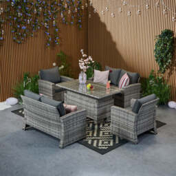Outdoor Garden 6 Seater Rattan Seater Sofa Set With Lift Up Dining Table - thumbnail 2