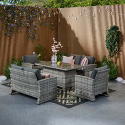 Outdoor Garden 6 Seater Rattan Seater Sofa Set With Lift Up Dining Table - thumbnail 9