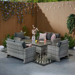 Outdoor Garden 6 Seater Rattan Seater Sofa Set With Lift Up Dining Table - thumbnail 3