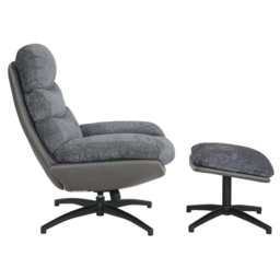 Manu Boucle Recliner Swivel Armchair With Footstool, Grey - thumbnail 5