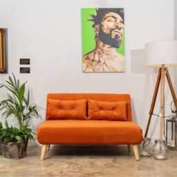 Jola Velvet Foldable 2 Seater Sofa Bed, Orange - thumbnail 9
