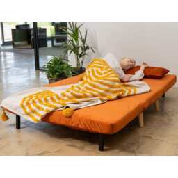 Jola Velvet Foldable 2 Seater Sofa Bed, Orange - thumbnail 5