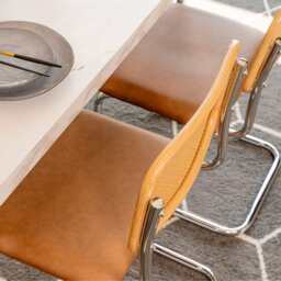Set Of 2 Boho PU & Rattan Dining Chairs - thumbnail 5