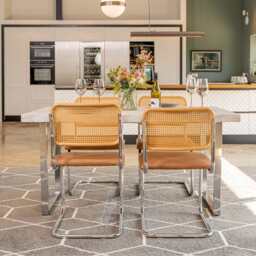 Set Of 2 Boho PU & Rattan Dining Chairs - thumbnail 4