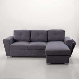 Linen 3 Seater Corner Sofa Bed Reversible Ottoman Chaise Sofa With Cupholder and Wireless Charger, Grey - thumbnail 6