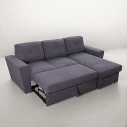 Linen 3 Seater Corner Sofa Bed Reversible Ottoman Chaise Sofa With Cupholder and Wireless Charger, Grey - thumbnail 8