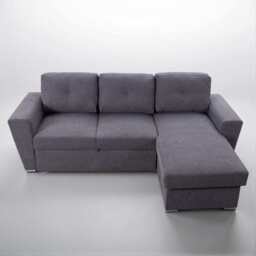 Linen 3 Seater Corner Sofa Bed Reversible Ottoman Chaise Sofa With Cupholder and Wireless Charger, Grey - thumbnail 4