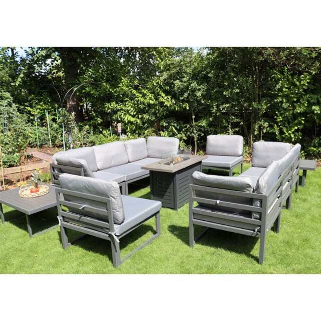 Outdoor 42 inchRect Gas Fire Pit Table, Grey