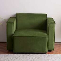 Tessa Modular Single Sofa With 2 Arms, Velvet Moss Green - thumbnail 3