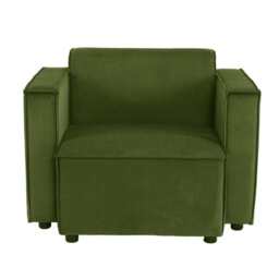 Tessa Modular Single Sofa With 2 Arms, Velvet Moss Green - thumbnail 7