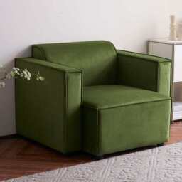 Tessa Modular Single Sofa With 2 Arms, Velvet Moss Green - thumbnail 4
