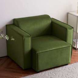 Tessa Modular Single Sofa With 2 Arms, Velvet Moss Green - thumbnail 2