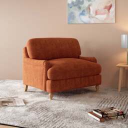 Bunburry Leisure Chair Upholstered Armchair, Velvet Orange - thumbnail 1