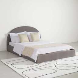 Marshmuff Linen Bed Frame With Curved Headboard King Bed or Double Bed, Double Size Frame / Grey - thumbnail 3