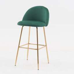 Set Of 2 Aurora Velvet Bar Stool, Green - thumbnail 3