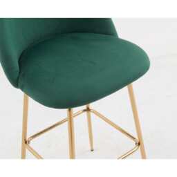 Set Of 2 Aurora Velvet Bar Stool, Green - thumbnail 4