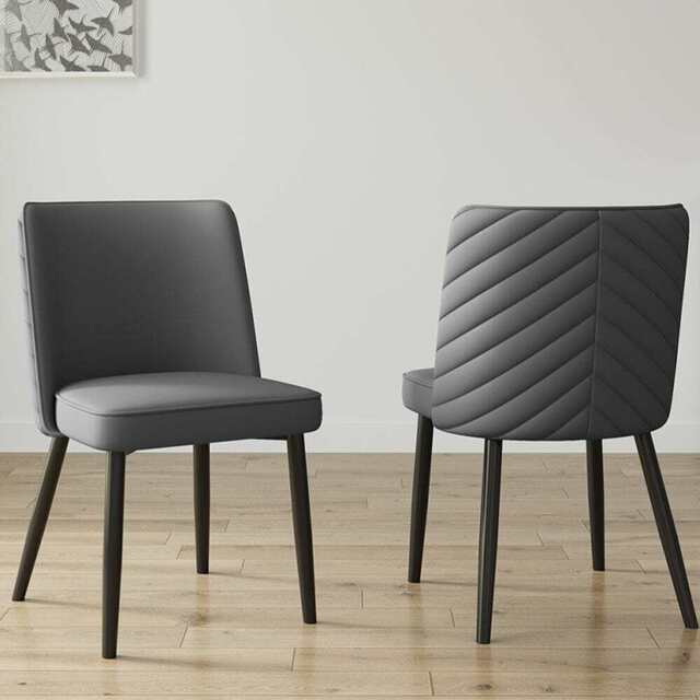 Set Of 2 Misa Velvet Dining Chair, Grey