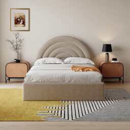 Modern Ottoman Upholstered Lift Up Storage Bed Frame, King / Taupe - thumbnail 2