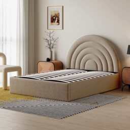 Modern Ottoman Upholstered Lift Up Storage Bed Frame, King / Taupe - thumbnail 3