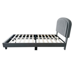 Aurora Plush Bed Frame with Head Board Single Bed or Double Bed, Single Size Frame / Grey - thumbnail 5