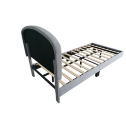 Aurora Plush Bed Frame with Head Board Single Bed or Double Bed, Single Size Frame / Grey - thumbnail 3
