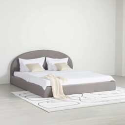 Marshmuff Linen Bed Frame With Curved Headboard King Bed or Double Bed, King Size Frame / Grey - thumbnail 2