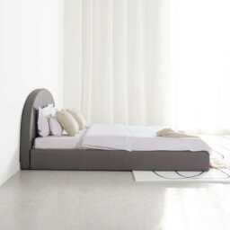 Marshmuff Linen Bed Frame With Curved Headboard King Bed or Double Bed, King Size Frame / Grey - thumbnail 3