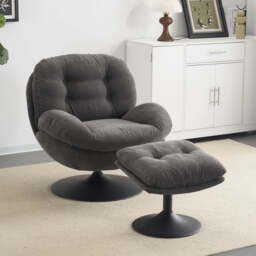 Sol Swivel Chair With Footstool, Grey - thumbnail 3