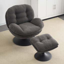 Sol Swivel Chair With Footstool, Grey - thumbnail 4